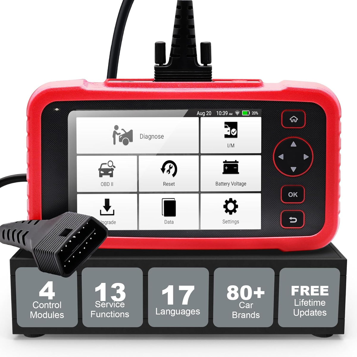 OBD2 Diagnosetool – Auto Scanner – Foutcode Lezer – Voertuig Diagnostiek – EOBD Tester – 4-Systemendiagnose Motor ABS SRS Automaat – 13 Servicefuncties Wi-Fi Updates Touchscreen