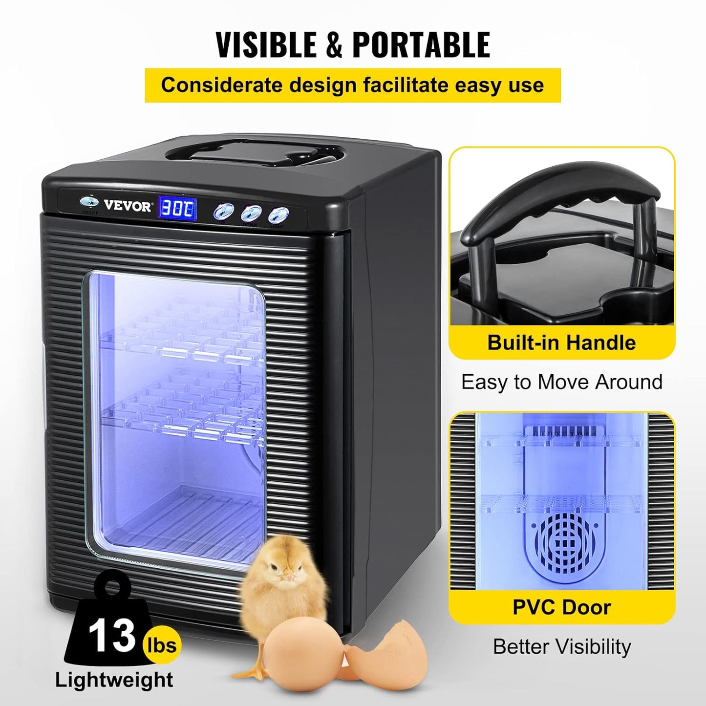 Happybuy Scientific Lab Incubator, 25 Litres, Cooling and Heating, 5-60°C, 12V/110V, Works for Small Reptiles, Black - QUORE