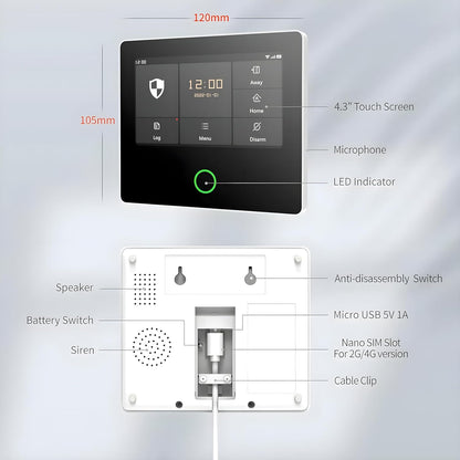 TECPEAK Draadloos huisalarmsysteem, wifi/GSM/4G met sirene-beveiliging, biedt een zeer efficiënte modus ter bescherming van je huis en kantoor (S1)
