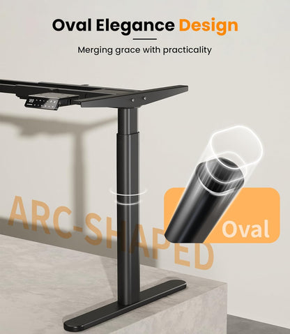 MAIDeSITe EL2 Pro Art in hoogte verstelbaar bureauframe, ovaal pootdesign, elektrisch in hoogte verstelbaar tafelframe, dubbele motor, draagvermogen 180 kg, met 4 geheugenbesturing en