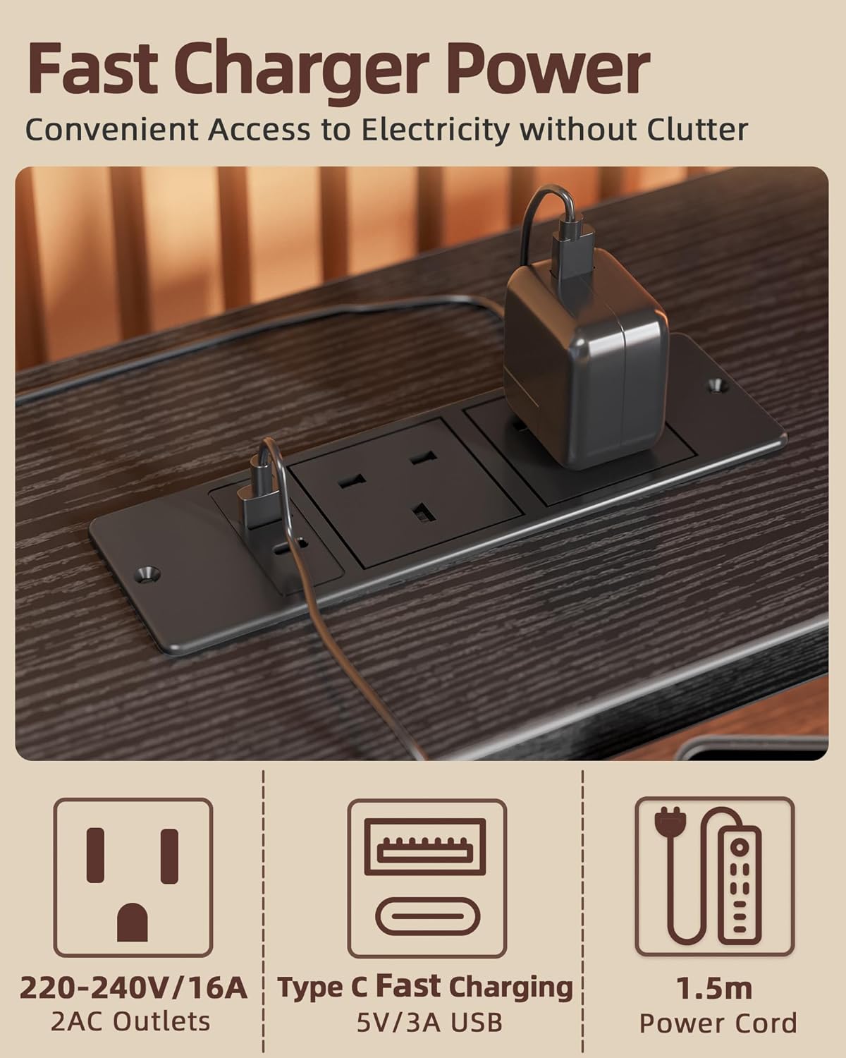 BEXEVUE Modern Desk Power Outlets LED - 120x50cm Gaming Computer Table, Keyboard Tray 4 Reversible Drawers, Large Storage Bookshelf Workstation for Study Play Work Sleep Room Home Office - QUORE