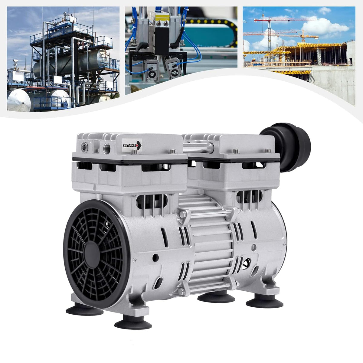 Vacuümpomp – Olievrije Pomp – Onderdrukpomp – Luchtdichtheidspomp – Industrie Pomp – 750 W Vermogen – Aluminium Behuizing