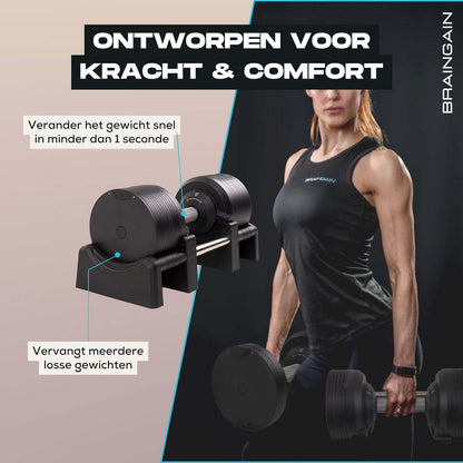BRAINGAIN Adjustable Dumbbells - Versatile weights for strength training at home - QUORE