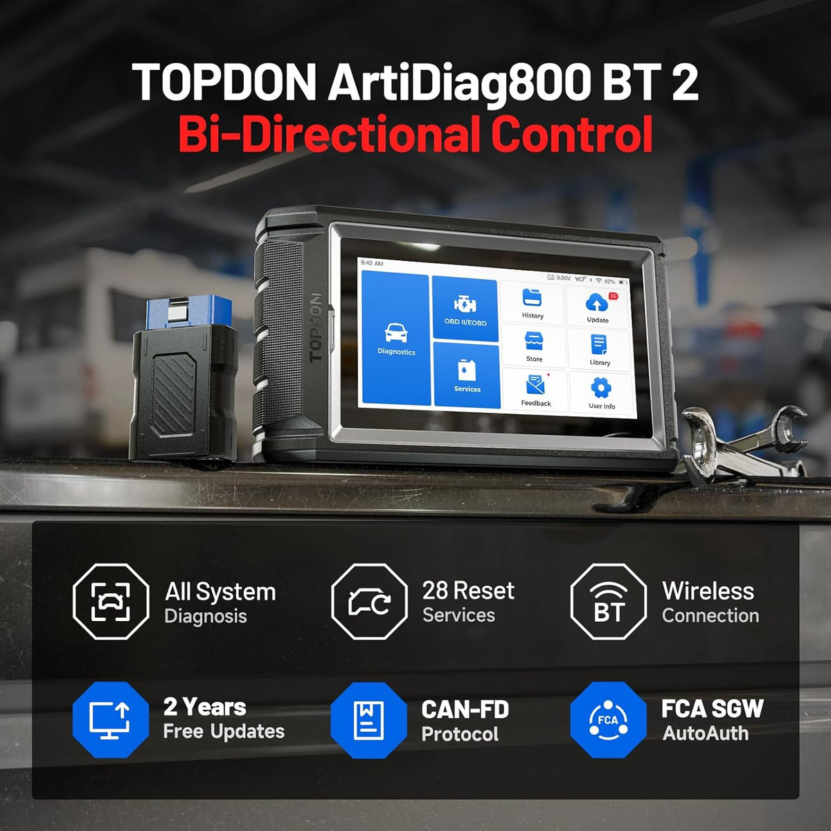 Topdon Diagnostic Tool ArtiDiag800BT OBD2 Scanner All Systems Scan Tool