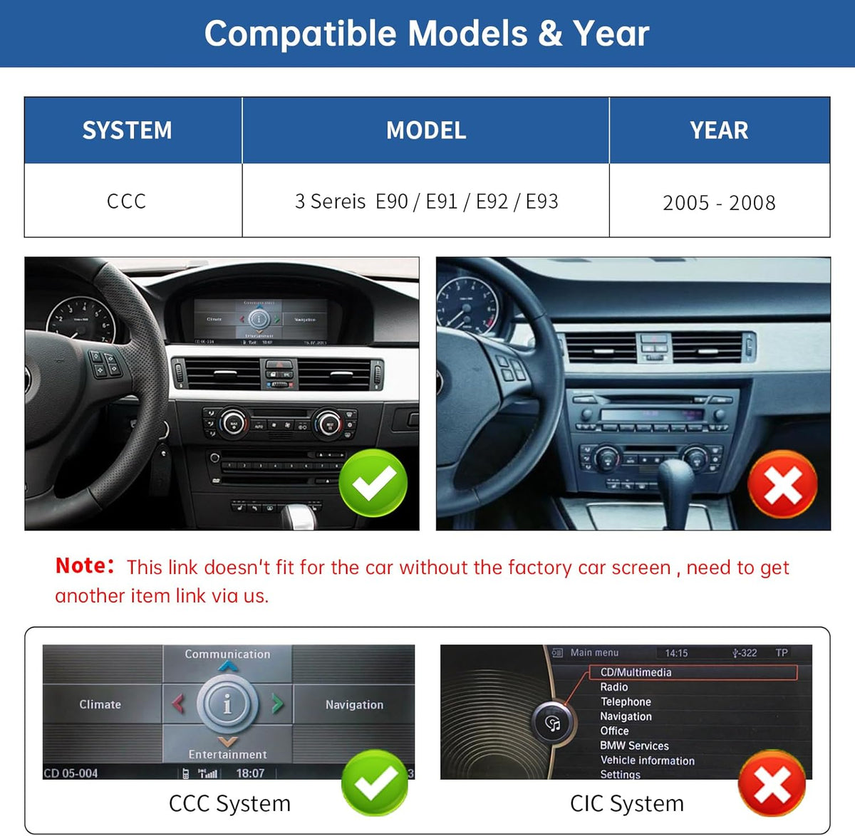 Road Top 12.3 Inch Car Radio Touch Screen Wireless Carplay for BMW 3er E90/E91/E92/E93 2005-2008 Year with CCC System,Support Wireless Android Auto, Mirrorlink - QUORE