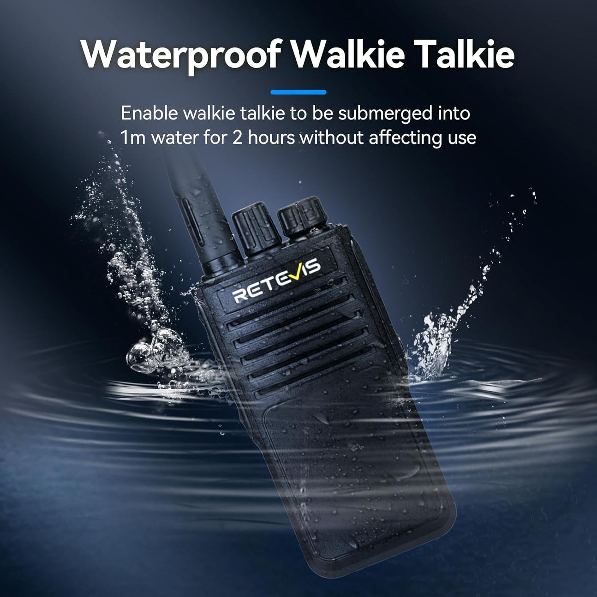 Retevis P62 IP68 Waterdicht Walkie Talkie, Professionele Portofoon Dualband, Walkie Talkie met Microfoon, 2500mAh Draagbare Radio Robuust voor Boerderij, Bouwplaats (Zwart, 3 Stuks)