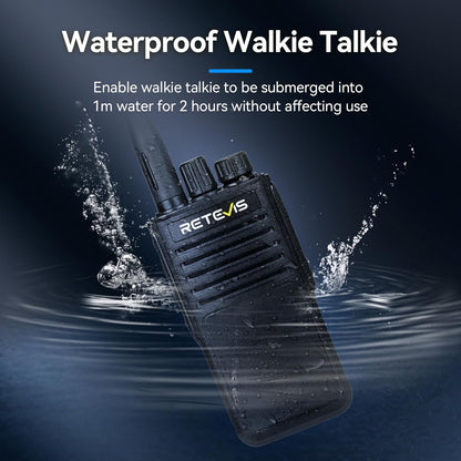Retevis P62 IP68 Waterdicht Walkie Talkie, Professionele Portofoon Dualband, Walkie Talkie met Microfoon, 2500mAh Draagbare Radio Robuust voor Boerderij, Bouwplaats (Zwart, 3 Stuks)