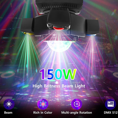 150 W Bewegingskop Stage Lichtstraal LED RGBW DMX512 scènes beweging hoofdlicht, geluidsgeactiveerd, podiumlicht, discolamp met afstandsbediening, feestlicht voor DJ bar, verjaardag, discobruiloft