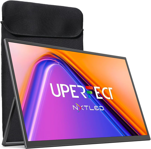 UPERFECT Draagbare Gaming Monitor 18,5 inch 120Hz 145% sRGB 600 nits 2000:1 NxtLED, Mobiel Display met FHD True Eye Care Mat Scherm USB-C Mini HDMI voor Laptop PC Gameconsoles