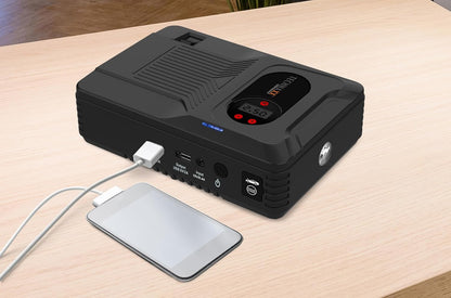 Technaxx 4-in-1 multifunctionele starthulp met powerbank Power Pack (benzine tot 4,0 l/diesel tot 3,0 l), 3,5 mini-accucompressor, led-lamp TX-219-14000 mAh batterij, 2 x USB-A-aansluiting