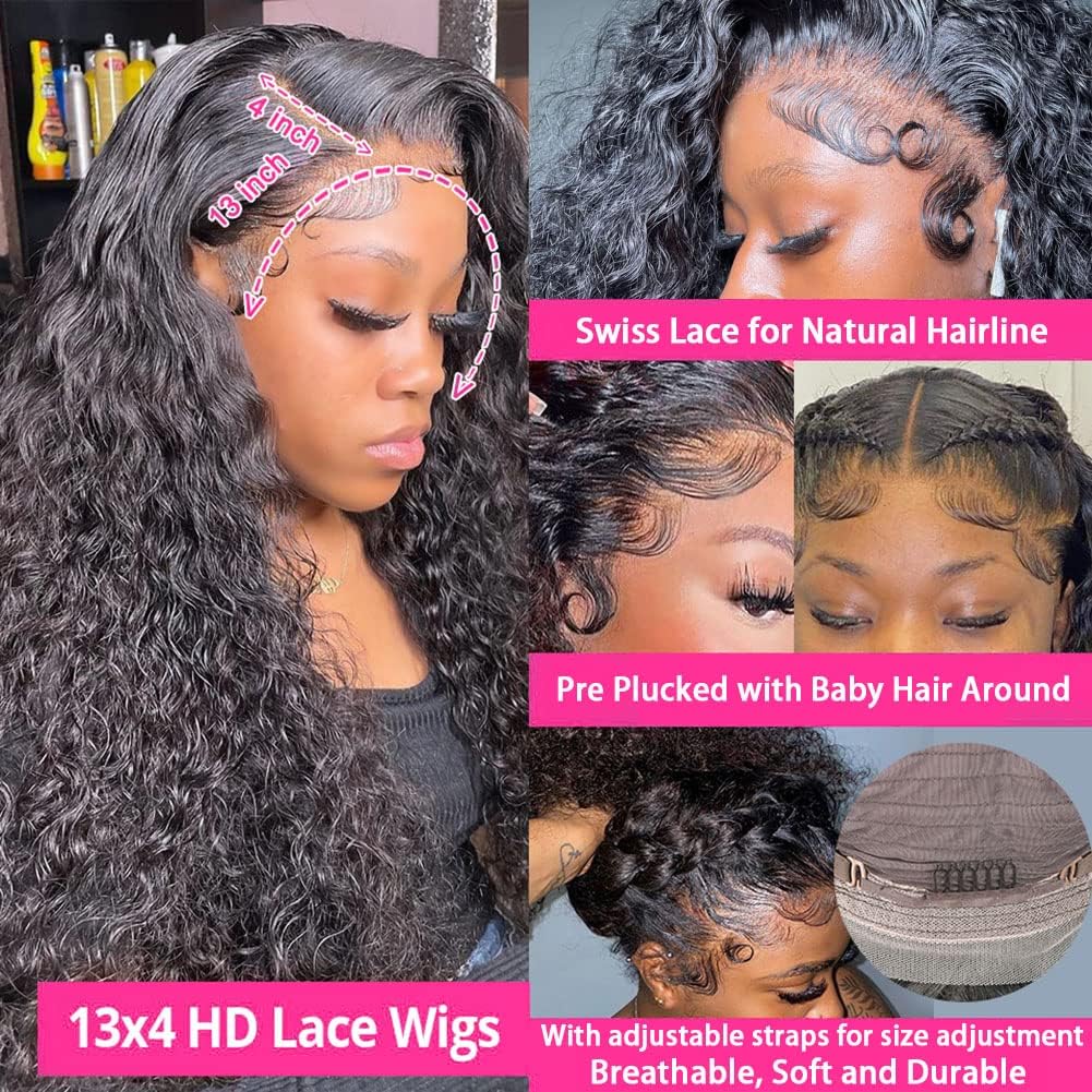 Lace Front Pruik Menselijk Haar – Kant Front Pruik – Frontale Pruik – Diepe Golf Pruik – Menselijk Haar Pruik – 24 Inch – 13X4 HD Transparant Zwitsers Kant – 180% Dichtheid