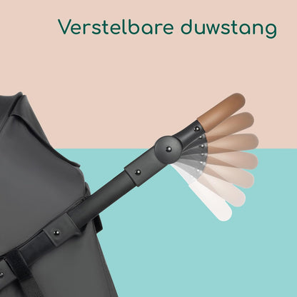 Bebeconfort Cloudy, All-terrain Kinderwagen met Luchtbanden, 0-4 jaar (max. 22 kg), Baby Wandelwagen, Snel inklapbaar, 3 Grote Luchtwielen, Verstelbare Duwstang, Ruime Opbergmand, Mineral Graphite