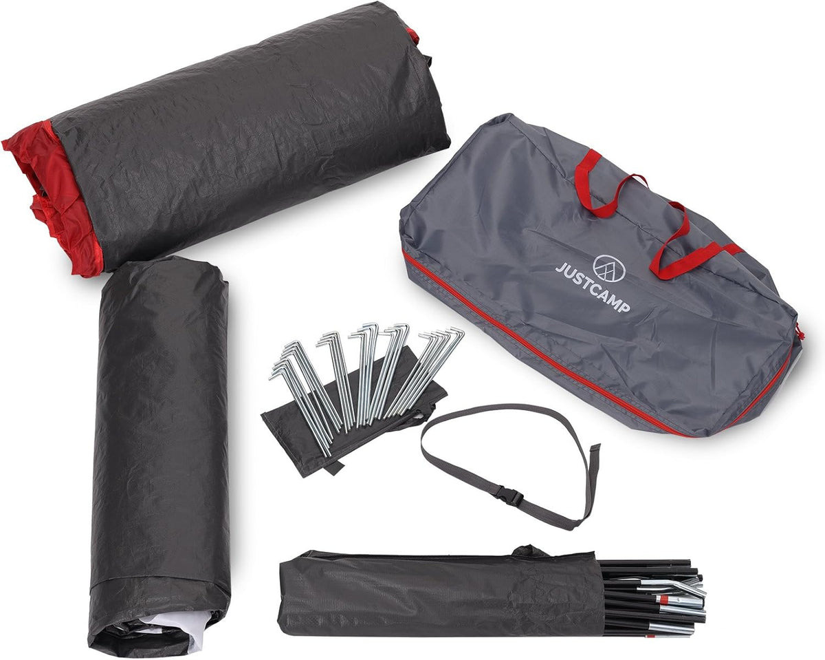 Justcamp Atlanta 3, 5, 7 campingtent, tunneltent met luifel, ingenaaide bodem