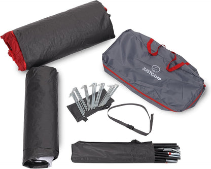 Justcamp Atlanta 3, 5, 7 campingtent, tunneltent met luifel, ingenaaide bodem