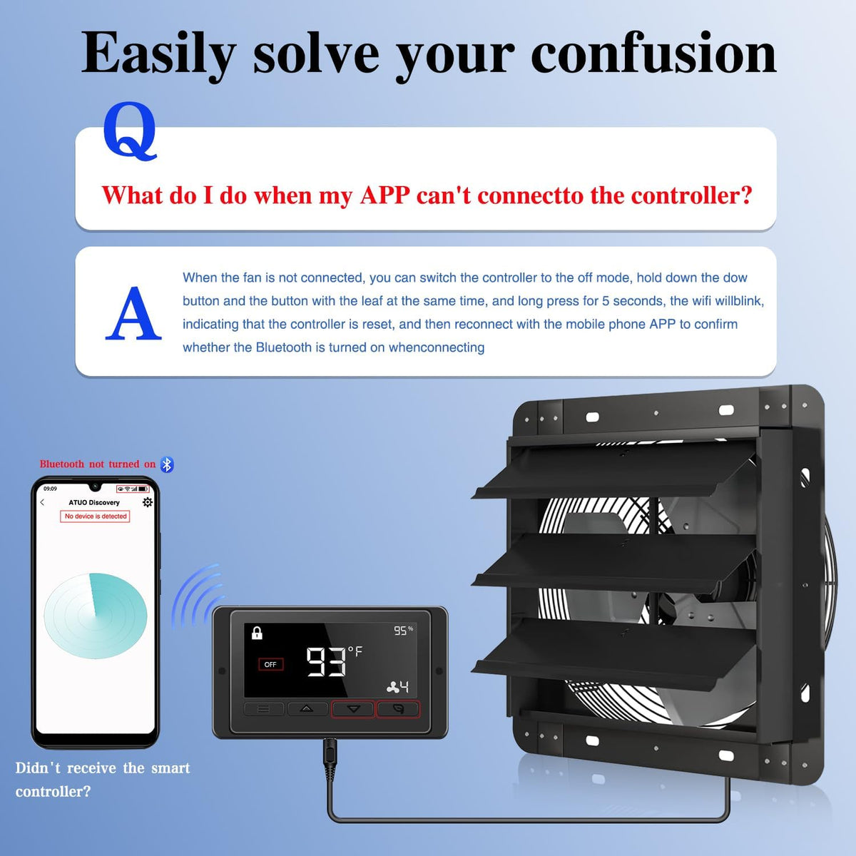300 mm intelligente eafvoerventilator Wifi App, buisventilator, afzuigkap voor verwarming, koeling, booster, groeitenten, hydroculturen, thuisgebruik