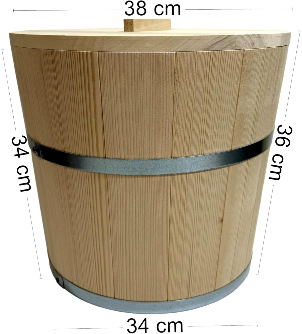 Wooden World – Ecologische Houten Fermentatie-emmer/Vat met 2 Deksel – Voor het Zuren van Kool, Augurken, Opslag of Sauna – Natuurlijk Hout – 25 Liter
