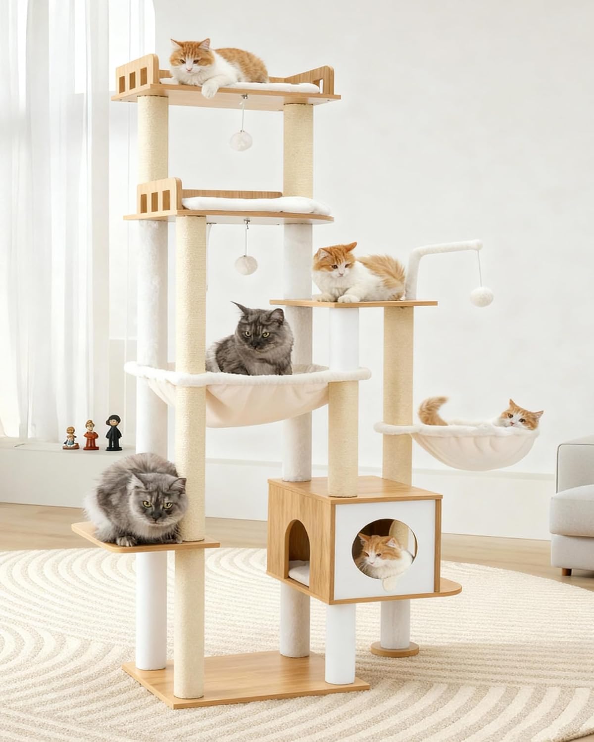 Krabpaal – Kattenboom – Krabmeubel – Klimpaal – Kattenmeubel – Walnootkleur – Duurzaam Sisal – Stabiel Ontwerp - QUORE