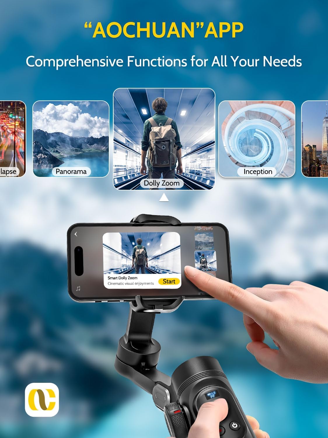 3-Assige Gimbal Stabilizer voor iPhone & Android – Telefoon Gimbal – Smartphone Stabilisator – iPhone Gimbal – Videostabilisator – AI-Tracking en 6000 Lux Vullicht – Opvouwbaar en Compact