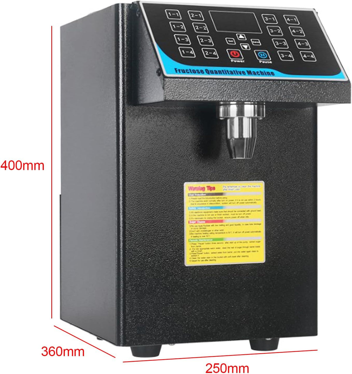 Automatische Fruit Suiker Dispenser – Fructose Dispenser – Siropen Dosering – Suiker Machine – Fruit Siroop Dispenser – 304 RVS – 450W Motor – 16 Instellingen Geheugen – 7,5 Liter Capaciteit