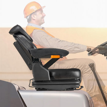 VEVOR Universele vorkheftruckstoel, trekkerophanging met verstelbare rug, armleuning, hoofdsteun en veiligheidsgordel, veilig neerklapbaar trekkerzitje met microschakelaar, grasmaaierstoel voor