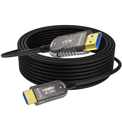 4K HDMI glasvezelkabel 150 meter, HDMI optische kabel 2.0,4K @60Hz 18Gbps High Speed UHD Fiber Optic AOC, 4:4:4 RGB, behuizing van zinklegering, slanke buitendiameter: 4,8 mm
