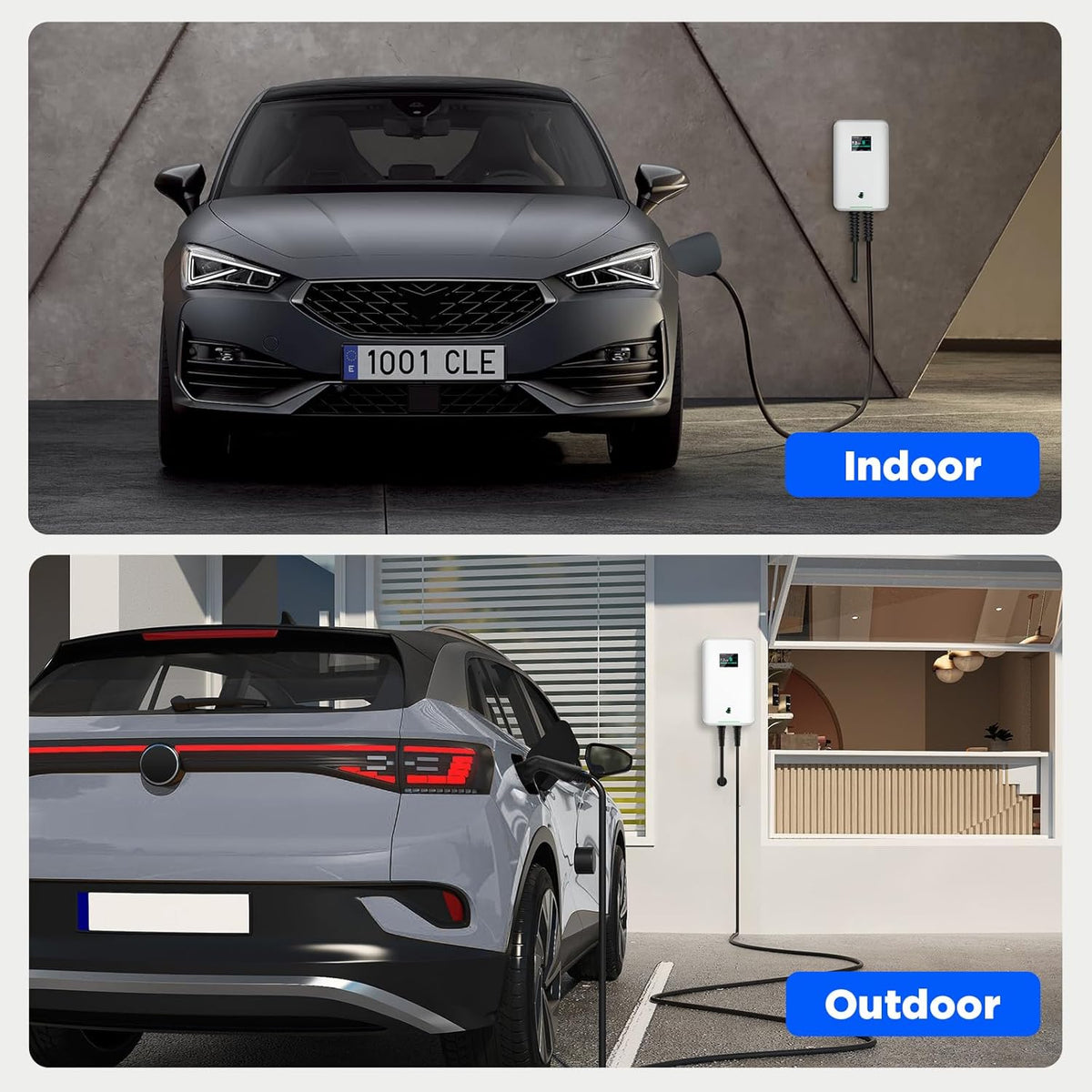 Morec 22KW driefasig EV laadstation laadkabel 32A EU standaard wandbox Type 2 oplader IEC 62196-2 stekker met stroomkabel naar verdeelkast Draagbare snelwanddoos 6.1m