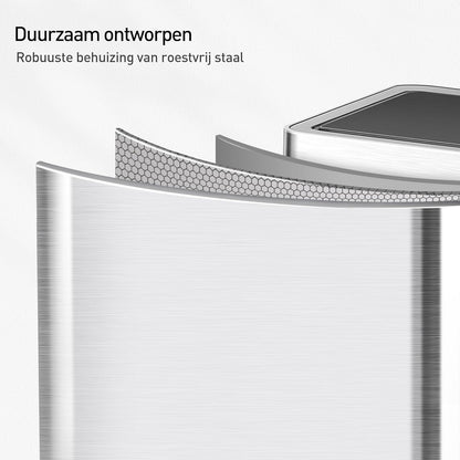 EKO Mirage Prullenbak met sensor 60 L (15+15+30 L), afvalscheiding 3 vakken, recycle afvalbak met automatisch deksel, RVS afvalemmer, 3 binnenemmers, softclose, vuilnisbak, afvalscheidingssysteem
