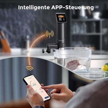 KitchenBoss Sous Vide Garer Stick WLAN: G330 Wifi precisiekooktoestel, nauwkeurige temperatuurinstelling tot 90 graden Celsius, IPX7 waterdicht, TFT, onderdompeling 360 graden circulatie met timer