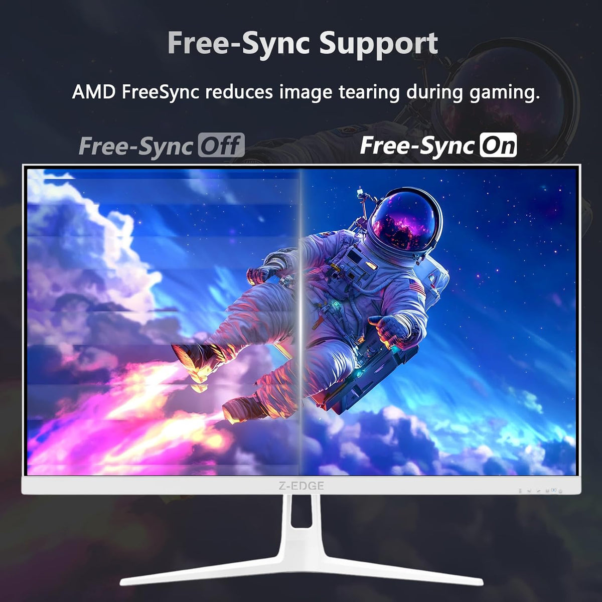 Z-Edge White Gaming PC Screen 24'' 240Hz, IPS, 1ms, FreeSync, FHD(1920x1080), White Gaming Monitor 16:9, Adjustable Slope, 2×HDMI2.0 & 2× DP1.4, 350cd/m², HDR10, VESA 75 * 75mm (DP-75mm) cable