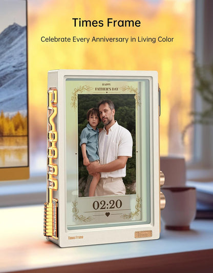 Divoom Times Frame Transparante digitale fotolijst (10,1 inch) met wifi en 64 GB, IPS-display met zwevend effect en RGB-draaiknop, 400+ wijzerplaten, widgets en pixel-art community (wit)