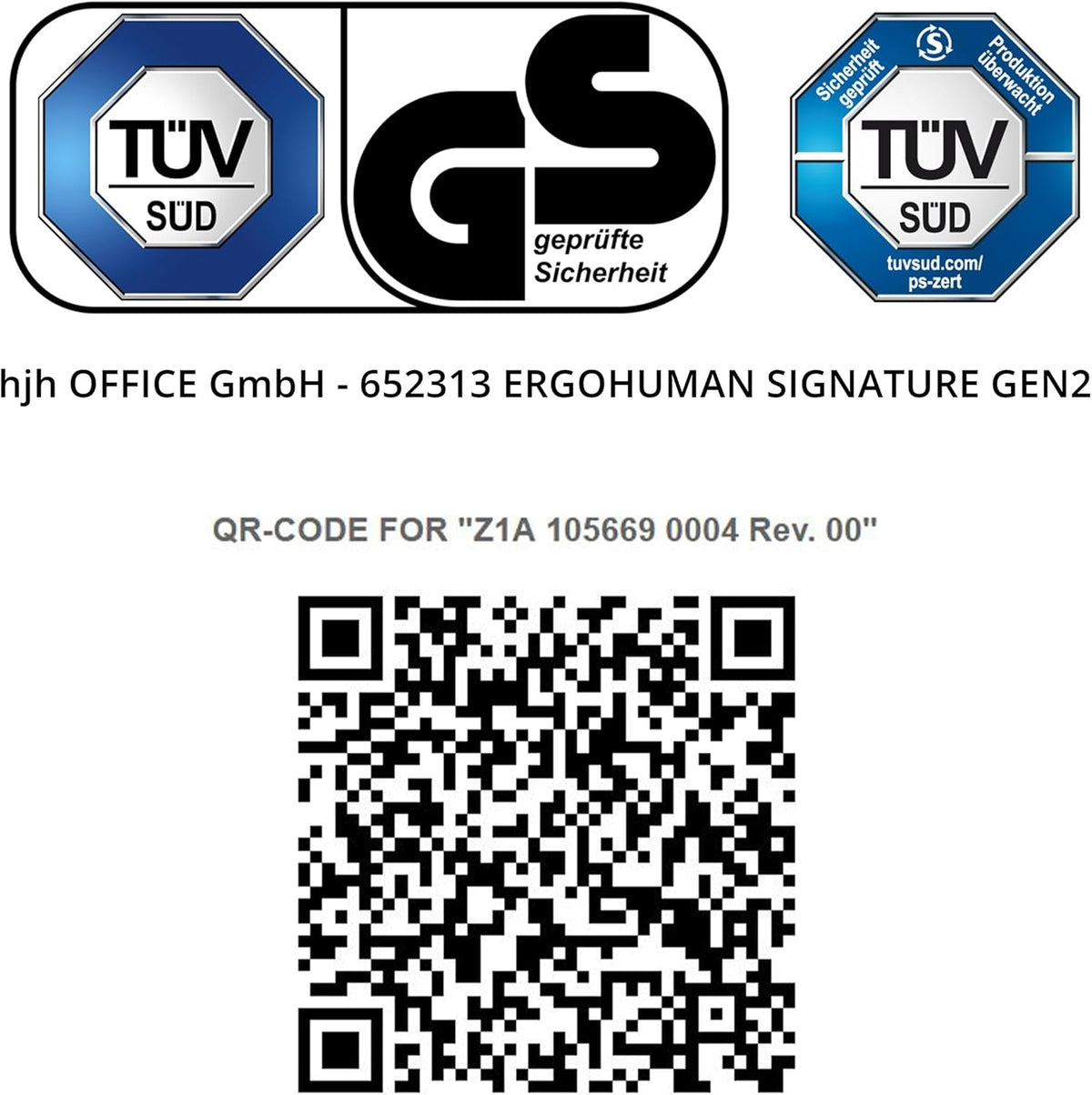 hjh OFFICE Ergonomische Ergohuman Signature GEN2 Bureaustoel met flexibele lendensteun, netbespanning, zwart