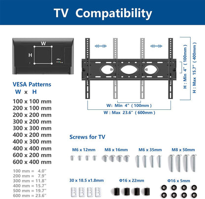 RFIVER Tv-standaard, oprolbaar, televisiestandaard, met wieltjes, tv-wagen, staande standaard voor 32, 40, 42, 50, 55, 65, 70, 75, 80 inch, in hoogte verstelbaar, zwart, max. 50 kg Vesa 600 x 400 mm