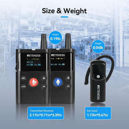 Retekess TT126 Two Way Guide System, draadloos tourgidsysteem, 280 m, heldere geluidskwaliteit, twee-weg communicatie-apparaat, voor fabriek, vergaderingen, training