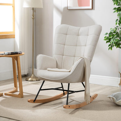 MEUBLE COSY Schommelstoelen, Scandinavië Borstvoeding schommelstoel stoel woonkamerstoel met E'-poten Hout Metaal en gevoerde zitting, 66x84x97cm