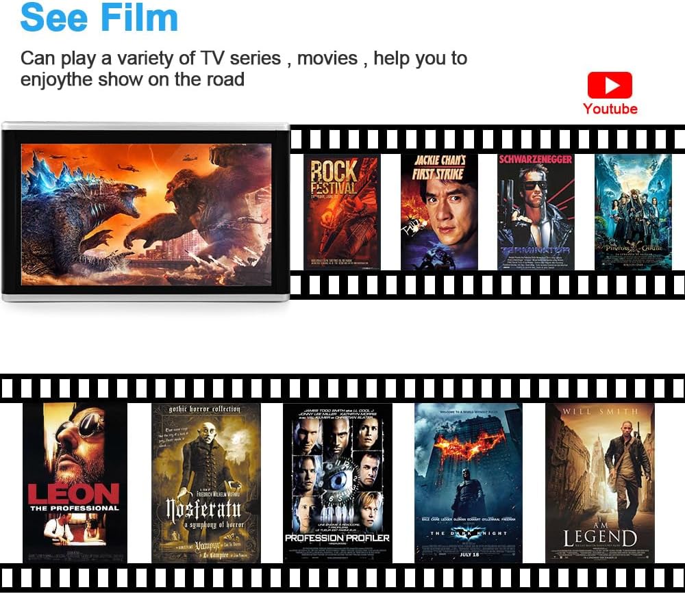Auto Hoofdsteun Video Spelers - 11.6 Inch 4K Universele Auto Tablet, Multimedia Speler Achterbank Entertainment Systeem 1+16G, Autovideo voor Android 9.0, Ondersteuning voor Meerdere Talen Engels
