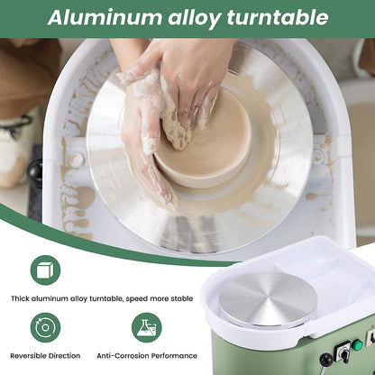 Elektrische Pottenbakkersschijf – Keramiek Draaischijf – Pottenbakmachine – Klei Draaieraam – Hobbyschijf – Aluminium Draaiplateau 25 cm – Traploze Snelheidsregelaar Met Voetpedaal