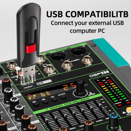 Professionele 16-Kanaals Mixer – Audiomixer – Mengpaneel – Mengtafel – Geluidsmixer – 48V Fantoomvoeding – 256 DSP-Effecten