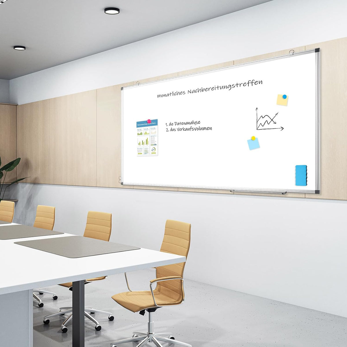 Whiteboard 100 x 150 cm whiteboard magnetisch, magneetbord met aluminium frame, magneetwand, whiteboard met pennenbakje en haak