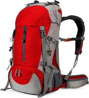Wandelrugzak - Kampeertas - Trekking rugzak - Camping Essentials Tas - met Regenhoes 50L - Lichtgewicht - Waterdichte - 8 Verstelbare Riemen - Nylon - Rood