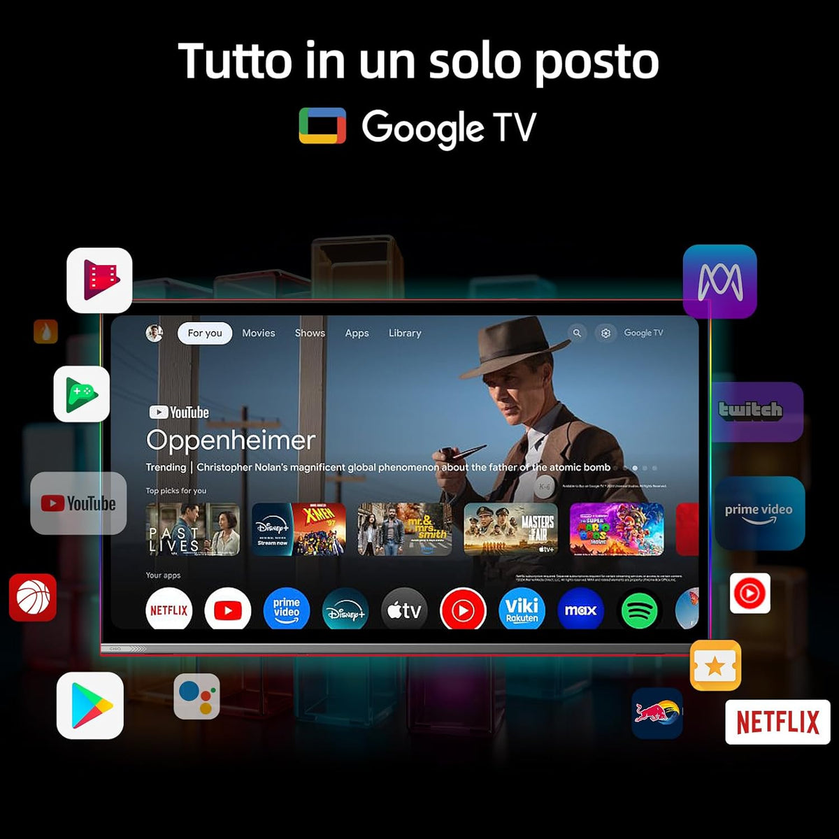 Google QLED CHiQ 32QA10 32 inch Smart TV | Full HD HDR10 | Dolby Audio en DBX-TV | Frameloos metalen ontwerp | Geïntegreerde Chromecast | Google Assistant | Nieuw model 2025