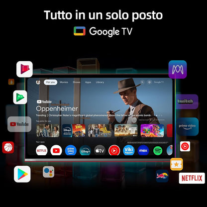 Google QLED CHiQ 32QA10 32 inch Smart TV | Full HD HDR10 | Dolby Audio en DBX-TV | Frameloos metalen ontwerp | Geïntegreerde Chromecast | Google Assistant | Nieuw model 2025