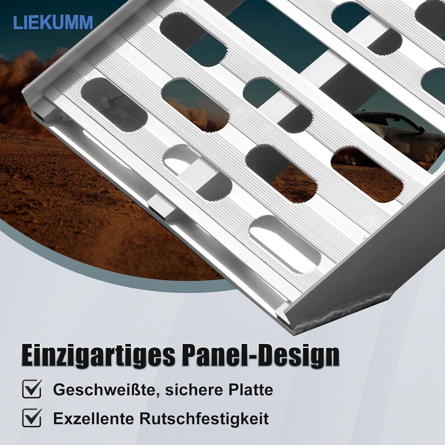 LIEKUMM Alimunium 228 cm opvouwbare oprijplaat voor SUV, motorfiets, vrachtwagen, lading, 340 kg draagkracht