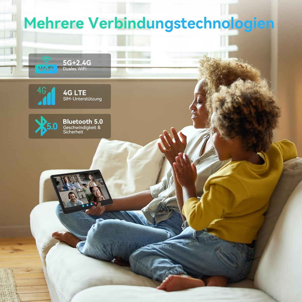 Nieuwste Android 14 Tablet 10 inch, 4G LTE tablets met 2 SIM 1 SD-sleuf, 5G Wifi Tablet PC met 14GB + 128GB (1TBTF), 3-in-1 tablet met toetsenbord, muis-octa-core, 1080FHD, 13MP + 8MP, 7000mAh,