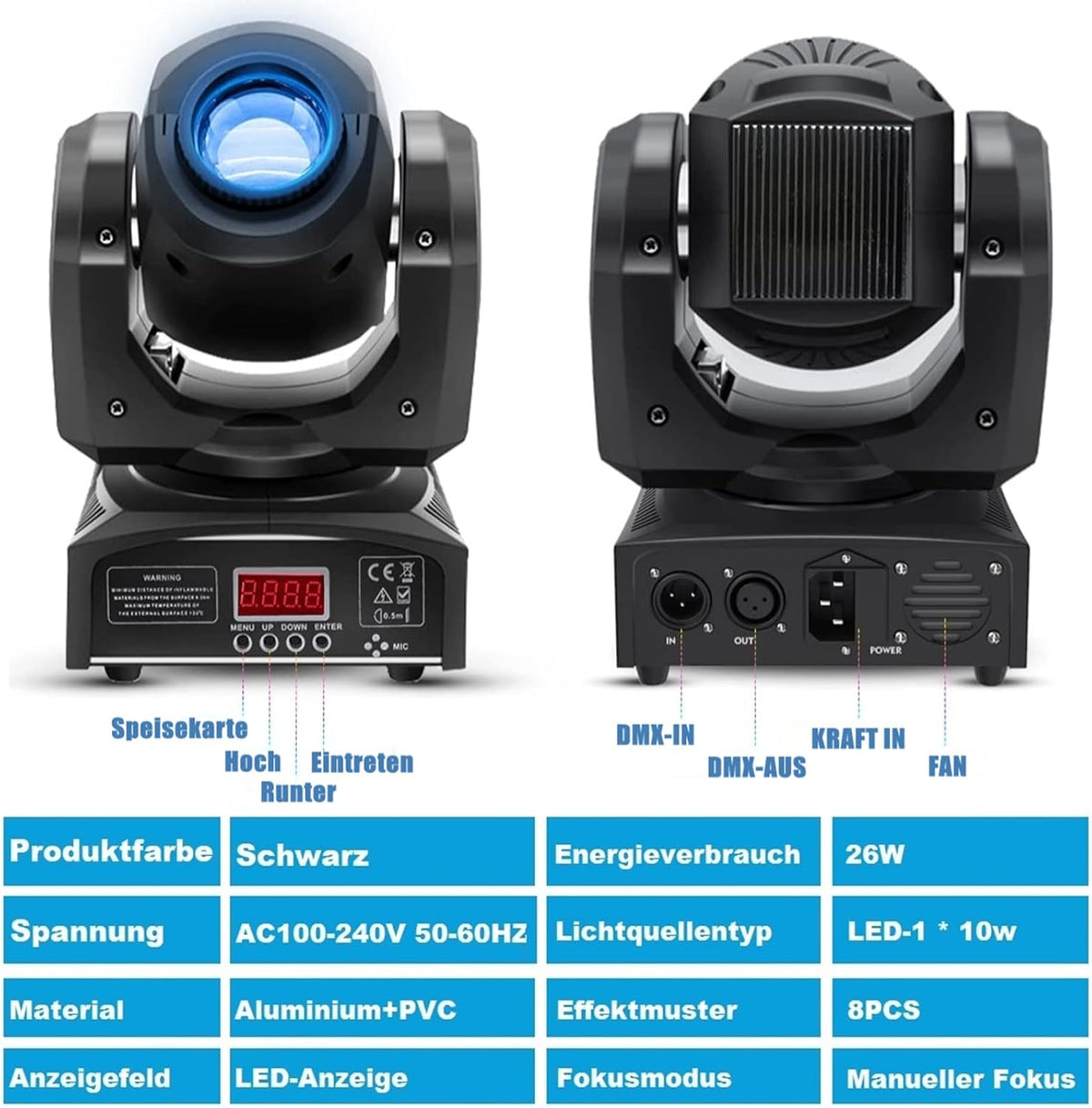 HOLDLAMP Moving Head Lampen LED Podium Verlichting Podium licht RGBW DMX512 met Beugel Spotlight 8 patronen voor Bar DJ KTV Disco Verjaarda Gsfeestje Halloween Kerst - 2PCS