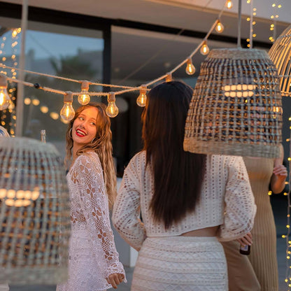 Newgarden Positano buiten- en hanglamp, draagbaar, draadloos, 900 lumen, LED, warm, 3000 K, gemaakt van natuurlijke vezels, met oplaadbare accu, zonder installatie