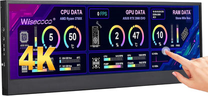 14 ''4K UHD IPS 3840x1100 Uitgerekt Bar Touchscreen Display Monitor voor Laptop PC Snelheidstemperatuur Windows Aida64 CPU GPU HDMI Secundaire Monitor voor Muziek Media Tijdlijn Bewerken