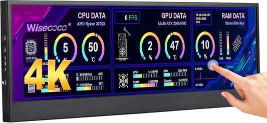 14 ''4K UHD IPS 3840x1100 Uitgerekt Bar Touchscreen Display Monitor voor Laptop PC Snelheidstemperatuur Windows Aida64 CPU GPU HDMI Secundaire Monitor voor Muziek Media Tijdlijn Bewerken