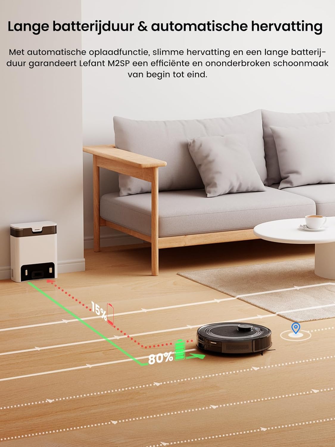 LEFANT M2S Pro robotstofzuiger, zwart