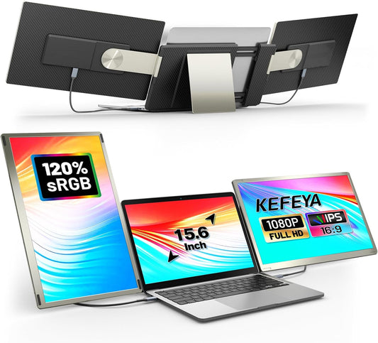 15,6 Inch Draagbare Monitor – Mobiel Scherm – Extra Beeldscherm – Laptop Extender – USB-C Monitor – Full HD 1080p – 120% sRGB Kleurruimte - QUORE