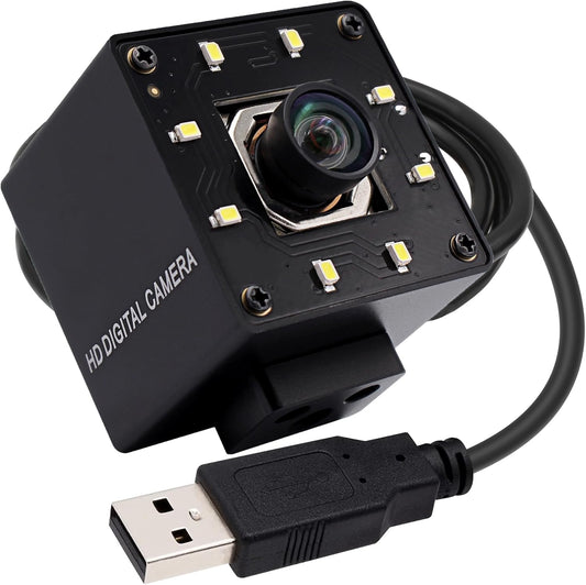 USB-cameramodule – Webcam – PC-camera – UVC-camera – Lightburn Camera – 12MP 4K Autofocus – 1080P 120FPS Met Ingebouwd LED-Licht
